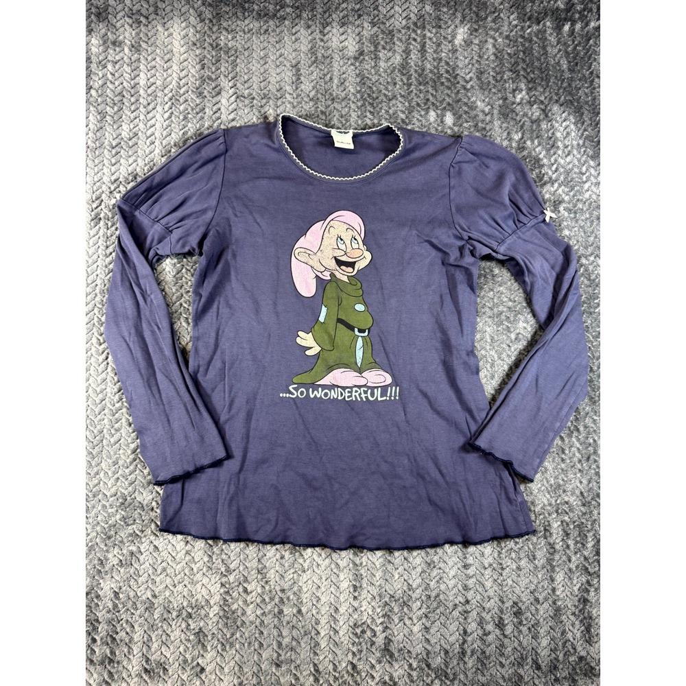 Disney So Wonderful Dopey T-Shirt Womens Navy Blue Cotton Graphic Print Casual